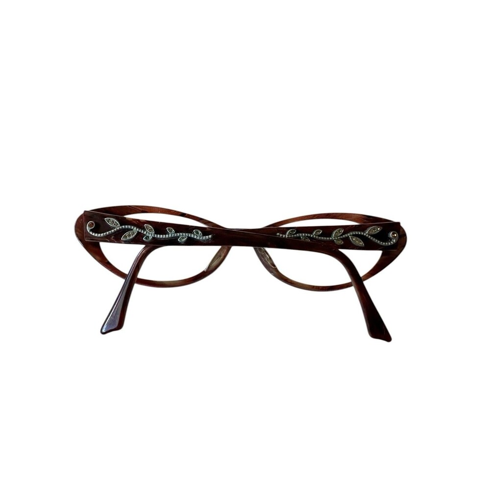 Judith Leiber Luxury Cat Eye Eyeglass Frames JL1351 Tortoise w/ Swarovski Vine